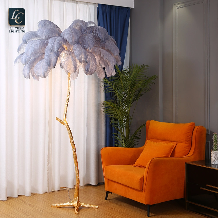 New Design Living Room Tree Shape Resin Feather Modern LED Floor Lamp