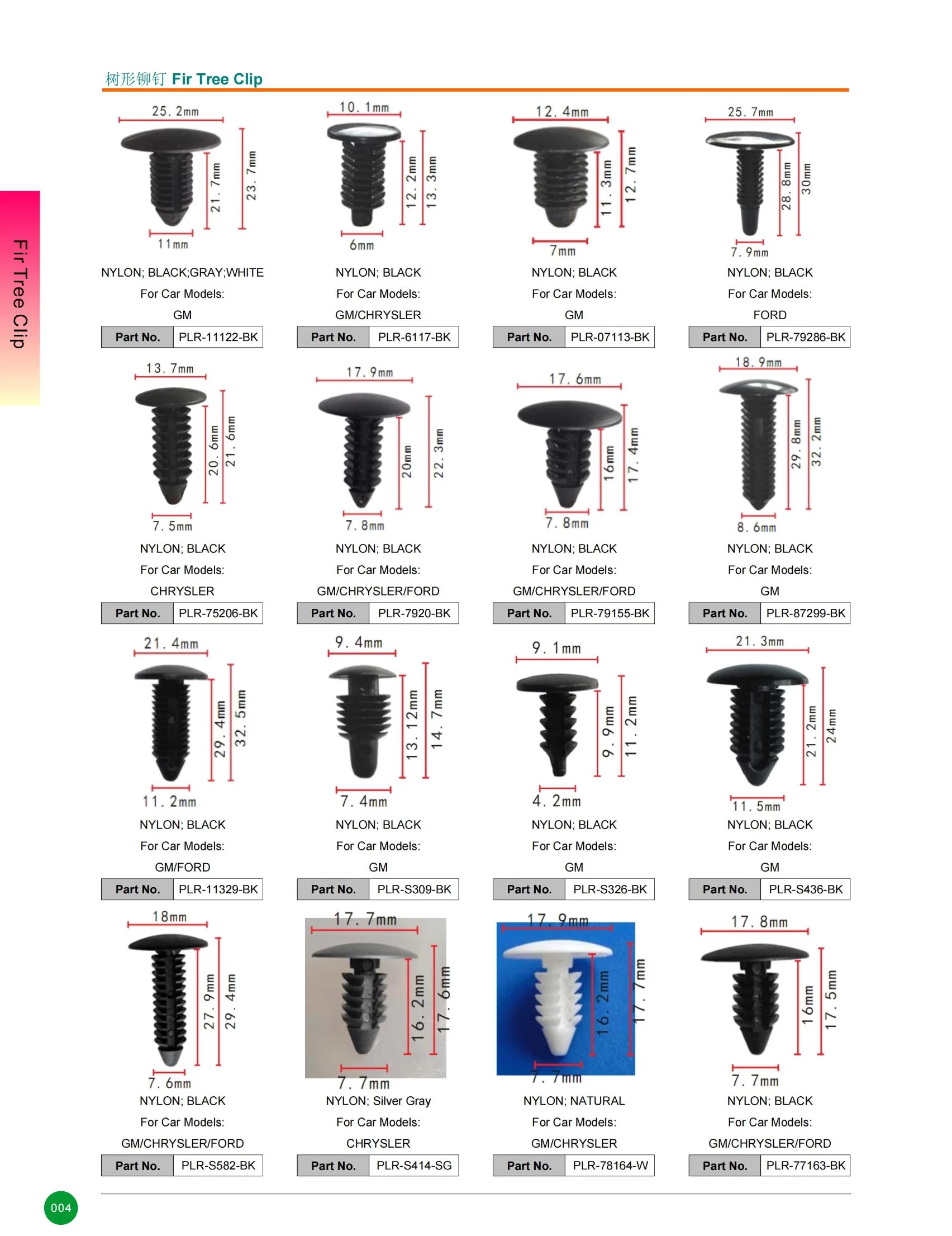 Accesorio de automóvil calificado Nylon/Metal/plástico/POM/PP remache automático/tuercas/pernos/tornillos/pinzas para árbol/retenedor de tipo empuje de parachoques Enganchar cierres de CIPS