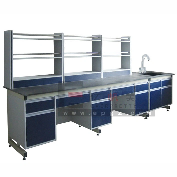 High-Quality School Laboratory Furniture Center Lab Bench with Shelf