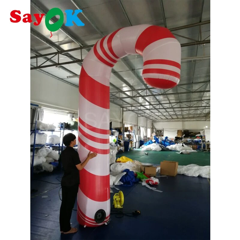 Sayok 2.5-3.5m Customized High Inflatable Candy Cane Outdoor Candy Cane Decorations for Christmas Party Stage Decor