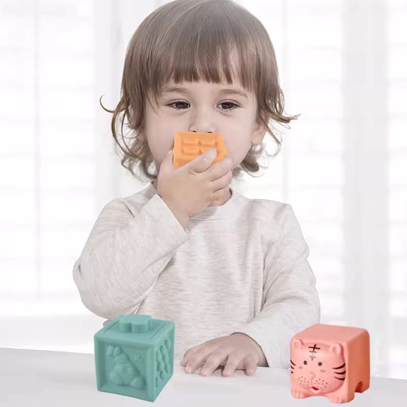 Blocs de construction en caoutchouc souple bébé 0-1 ans silicone souple Jouet animal