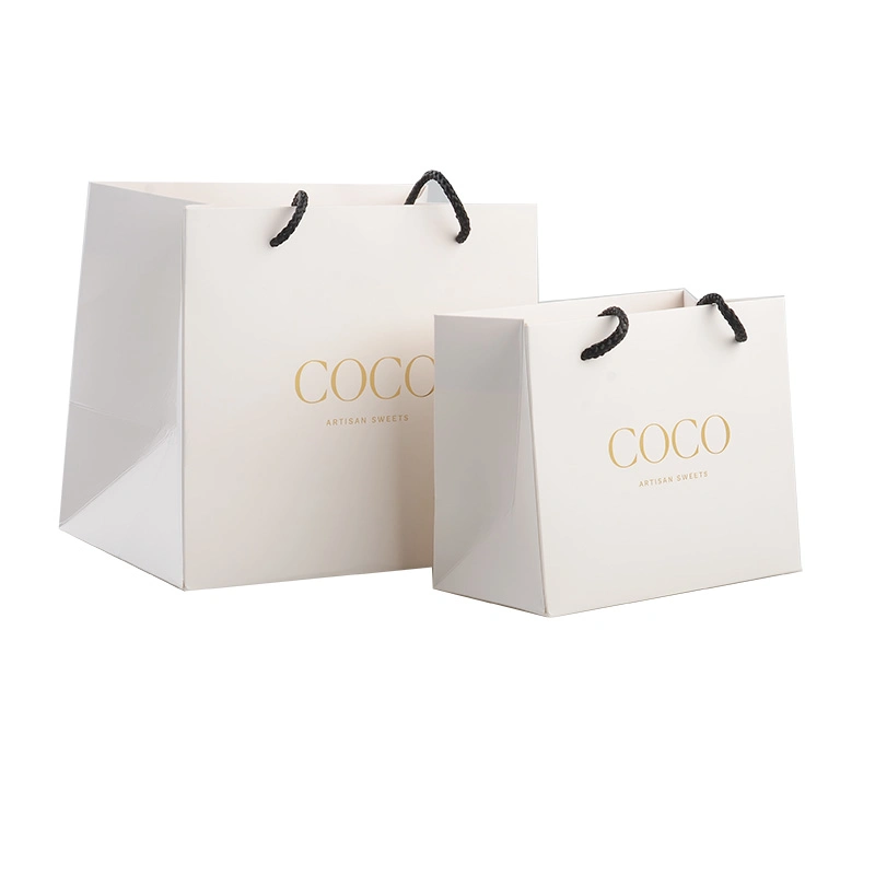 Wholesale/Supplier Luxury High quality/High cost performance  PP Handle Paper Shopping Packaging Bags with Ribbon Closure for Clothing / Apparel/ Gift