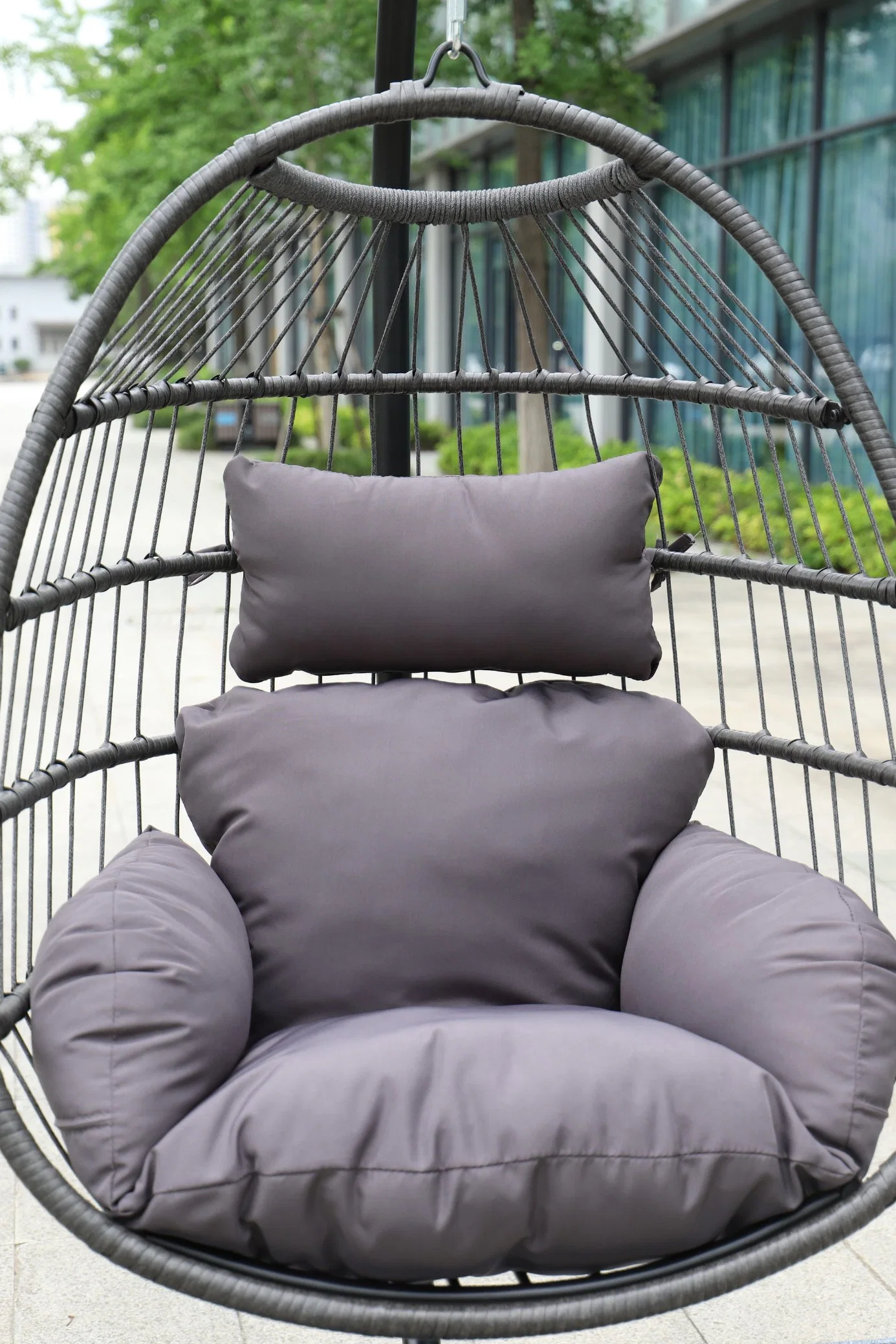 Meubles de jardin d'extérieur et d'intérieur, ensemble de patio en rotin en acier pour balcon, balançoire en forme d'œuf, chaises d'extérieur.