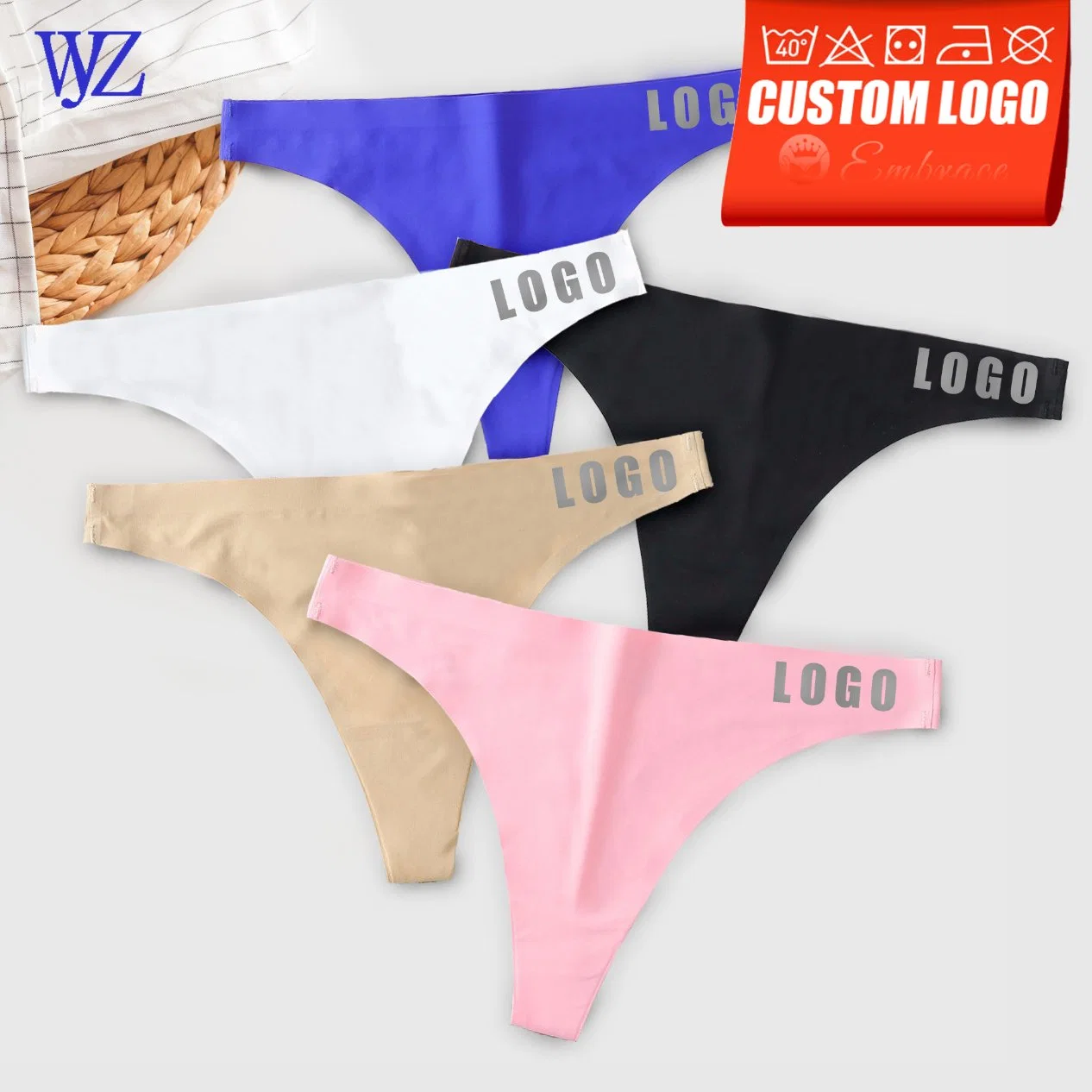 Kundenspezifisch &amp; Druck Logo Damen Nahtlose Panty Tanga