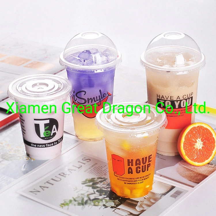 Custom Printed Clear PP Pet Disposable Plastic Cup with Lid