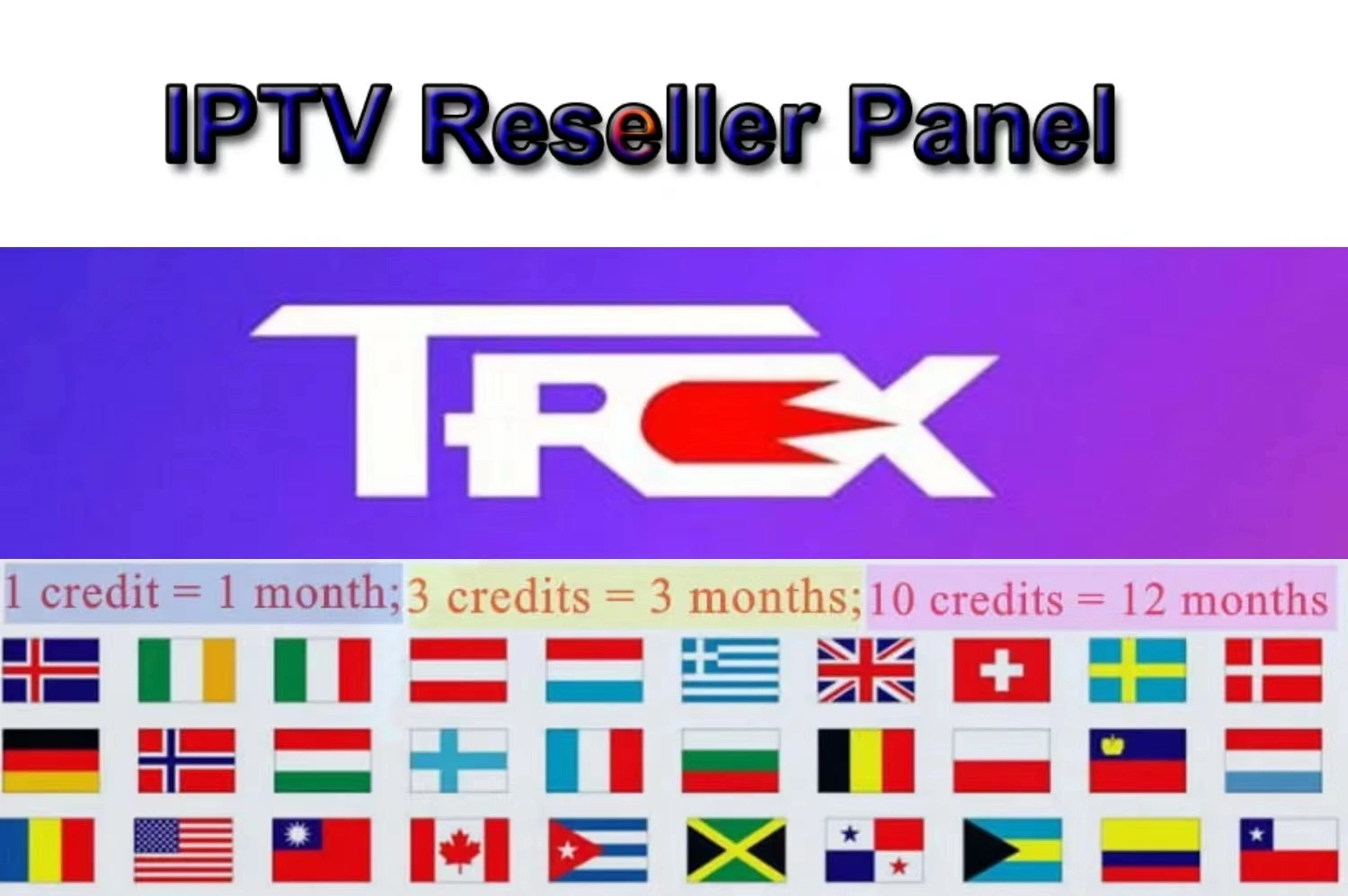 Trex IPTV Reseller Panel Hot Sale to All Europe Netherlands Belgium Germany Channel IPTV Smarters Subscription Code Trex IPTV Panel