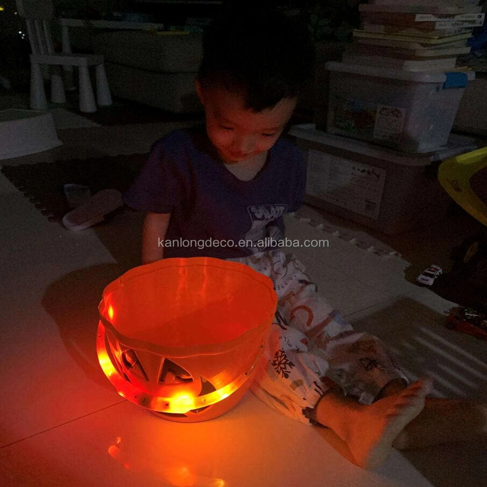 Decoração Hot Sale Candy pega de iluminação plástica Pumpkin LED Luz de Halloween
