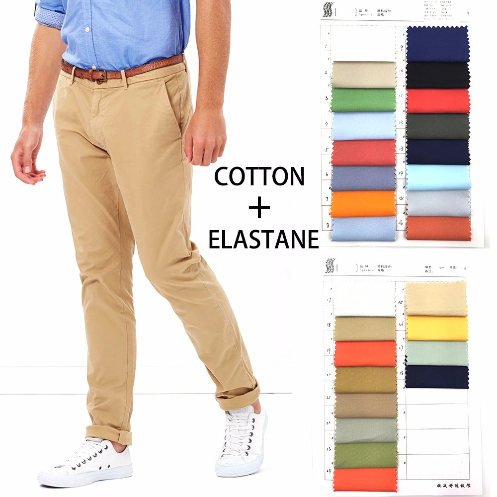 Manufacturer Mens Trouser Fabric Cotton Spandex Stretch Twill Uniform Fabric for Pants