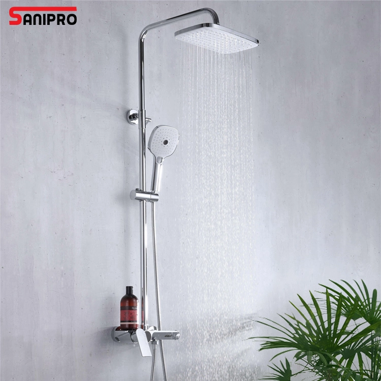 Sanipro Badezimmer Wandhalterung Regen Duschsystem Digital Display Wasserhahn Set, Smart Duschset mit Aufbewahrungsplattform