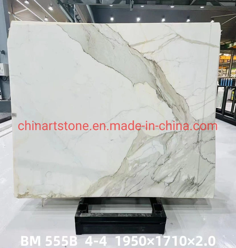 Nature Italy Calacarra Golden White Marble Slab for Countertops and Tiles