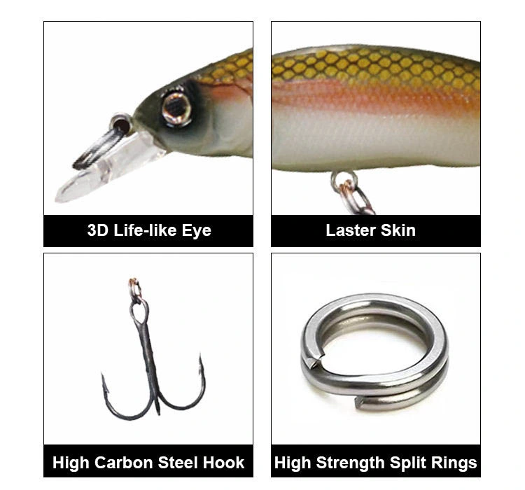 Topwin Minnow Lure Easy to Operate 95mm 9g Minnow Lure Laser Coating Minnow Hard Bait