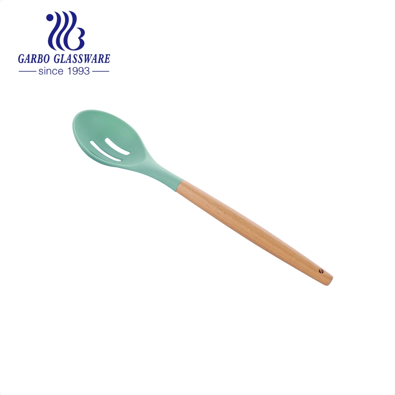 Nylon Slotted Ladle with Bamboo Handle for Hot Pot Kitchen Cooking Tool Kitchenware Daily Cookware for Home Kwnl014G-4