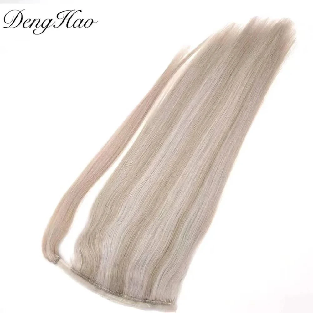 100% cheveux humains cheveux vierges couleur Blonde Claw synthétique clip Queue de cheval onde haute extension femme