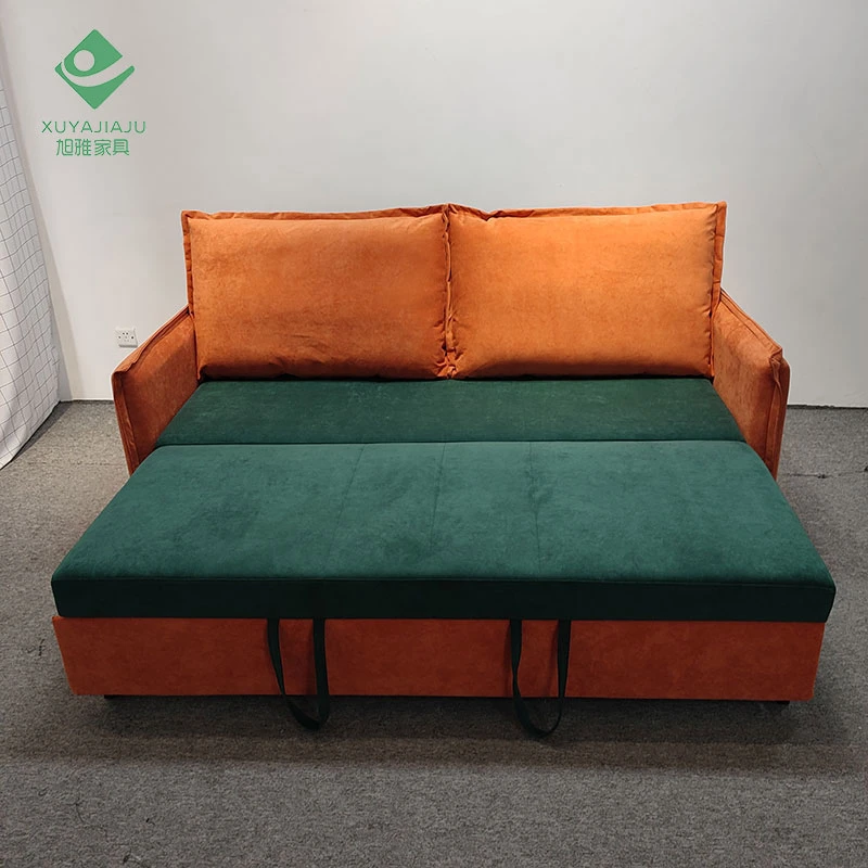 Humanized Microfiber Velours Dual Purpose Folding Mechanism 3 Seat Sofa Bed 175*100*90 Cm