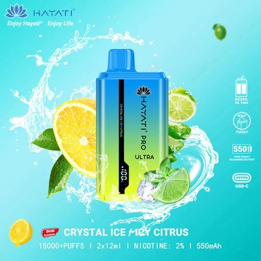 Hayati pro Ultra 15000 Puffs einmal-Vape Pod Kit Kristall Bar UK