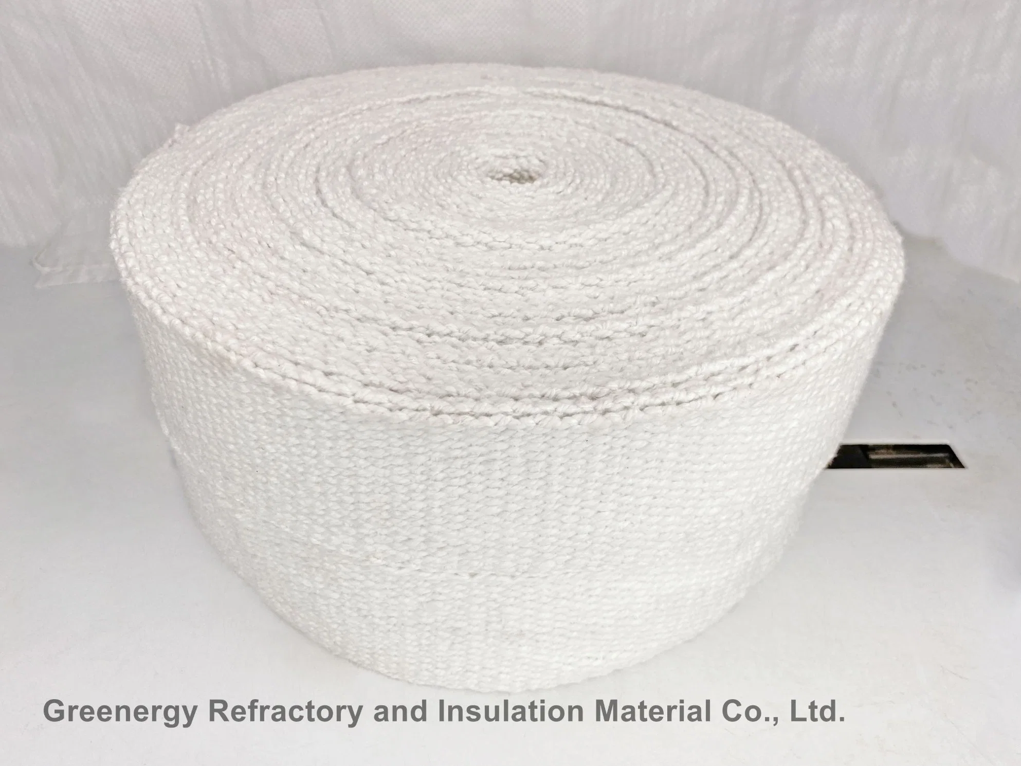 Greenergy 1260c Fibre Mineral Wool Textiles Ceramic Fiber Tape for Pyrolyzer Brick Wall Expansion Joints Sealing with Ss Steel Wire