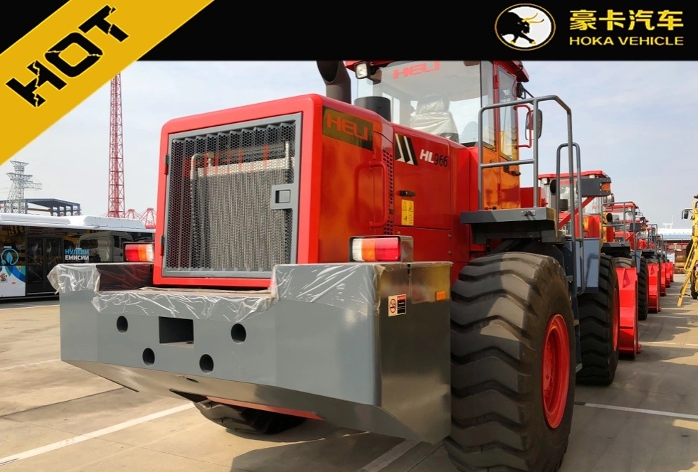 Heli Hl966 6t Agricultural Construction Machinery Heavy Duty Front Mini Wheel Loader 3.5cbm Bucket Red