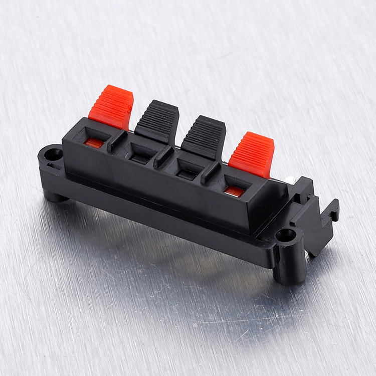 High quality/High cost performance  Spring Clip Speaker Terminal Board 4 Ports Binding Post Connector Socket Red Black Wire Push Connector