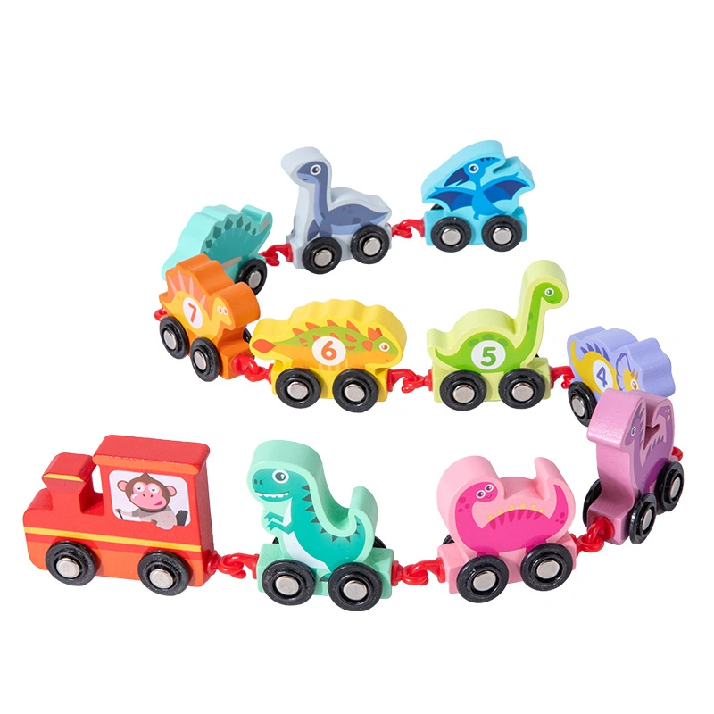 2022 Mini Cute Magnetic Wooden Dinosaur Train Toy