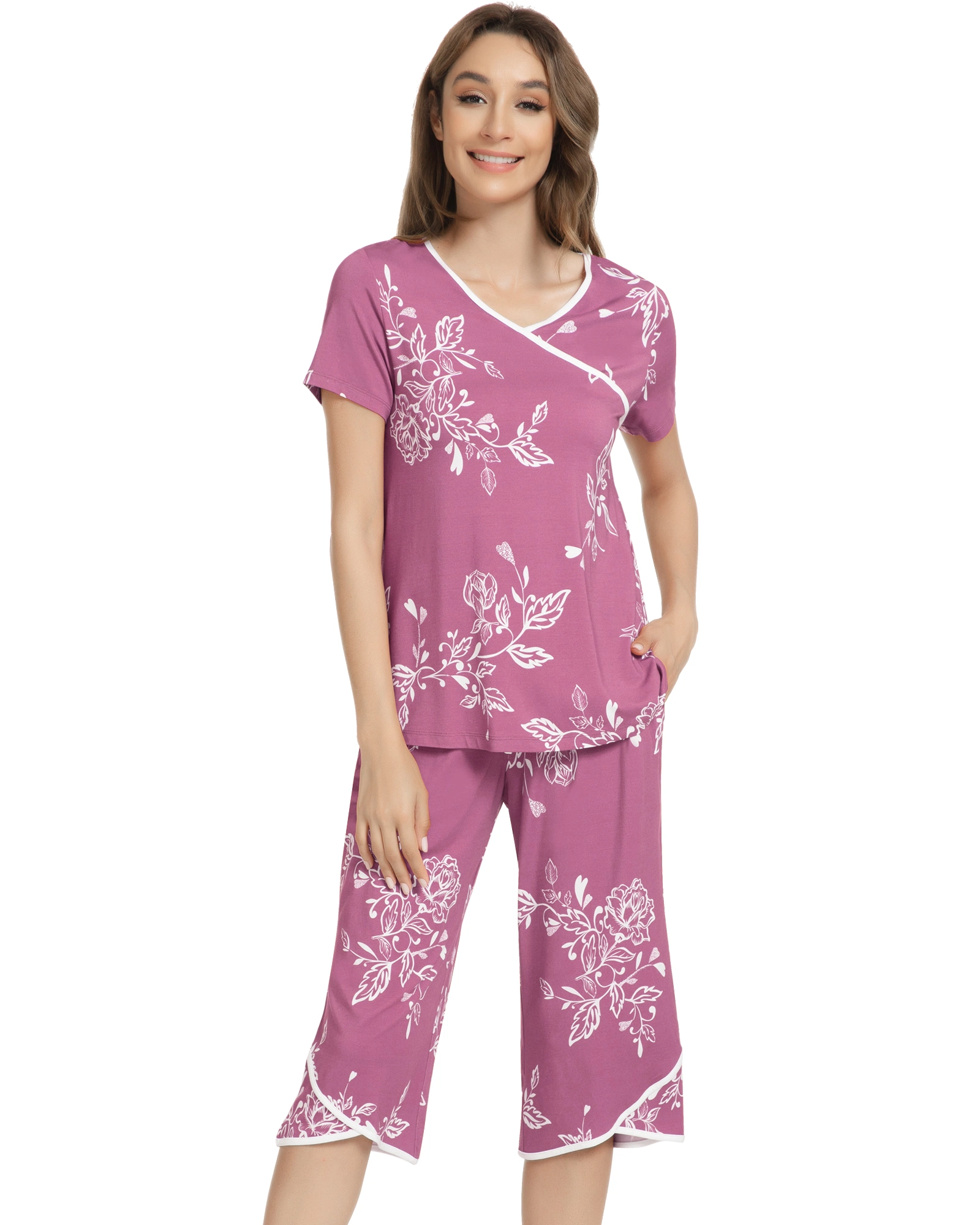 Summer Women Custom Design Cotton Capri Pajamas