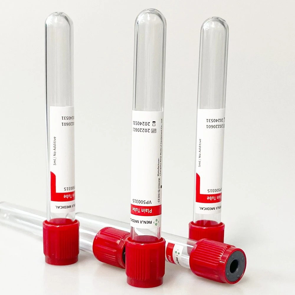 Disposable Medical Plain Red Cap Vacuum Blood Collection Tube