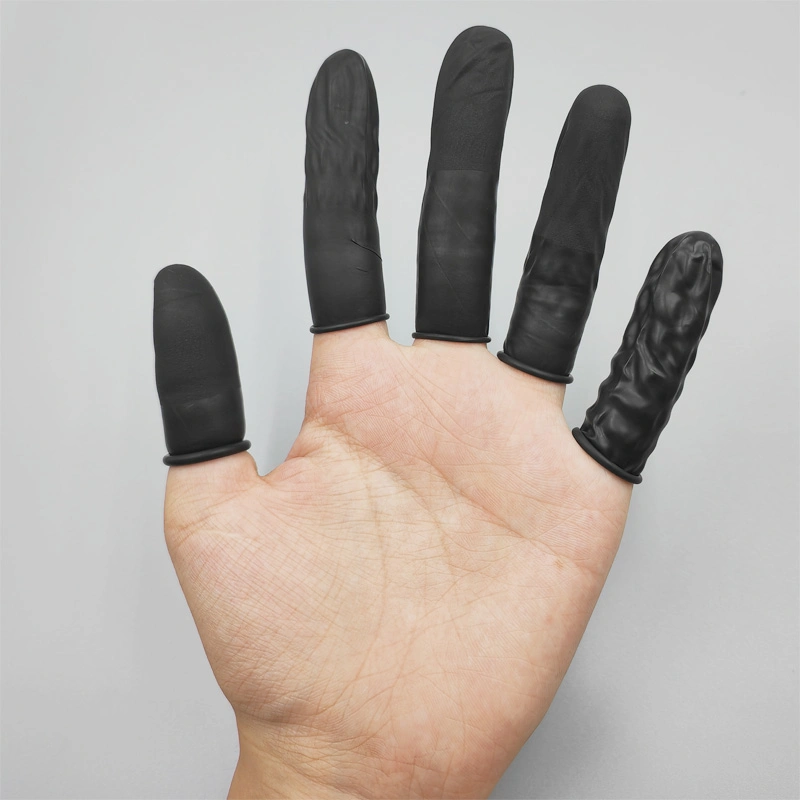 Finger Cots Black XL Size Textured Tip Anti-Slip ESD Clean Room Rubber Finger Cover Anti-Static Natural Latex