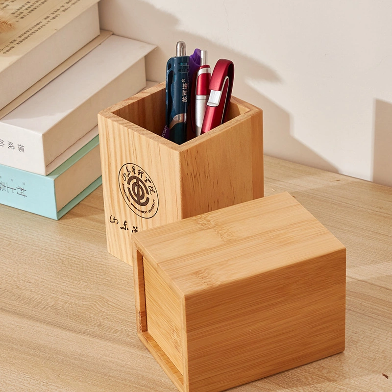 Customer Design Pen Holder, Household Wooden Desktop School Supplies, Office Stationery Container