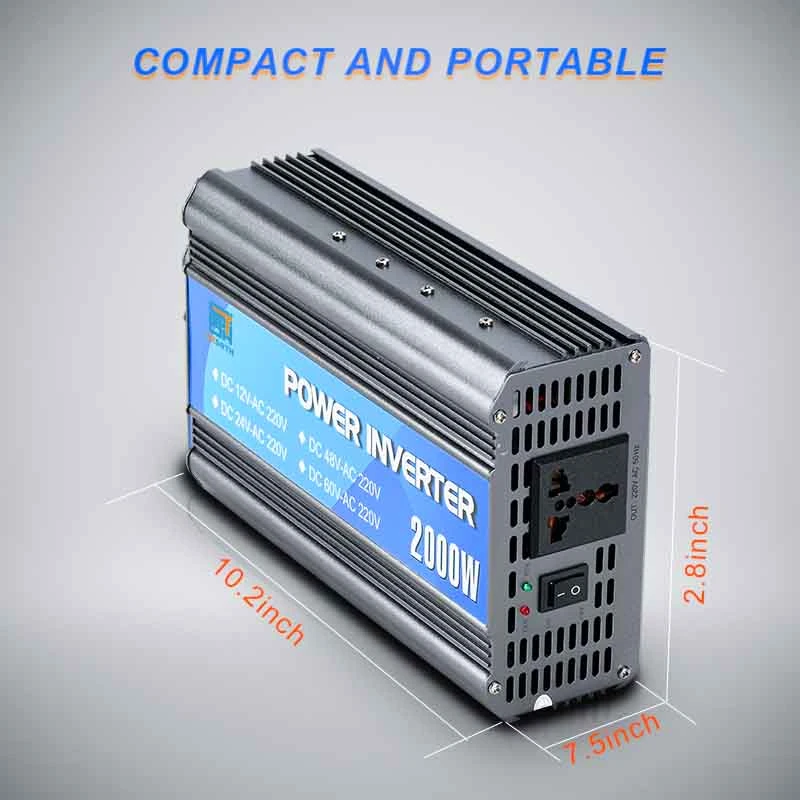 High Efficiency Power Inverter 2000W DC12V to AC220V Modify Sine Wave