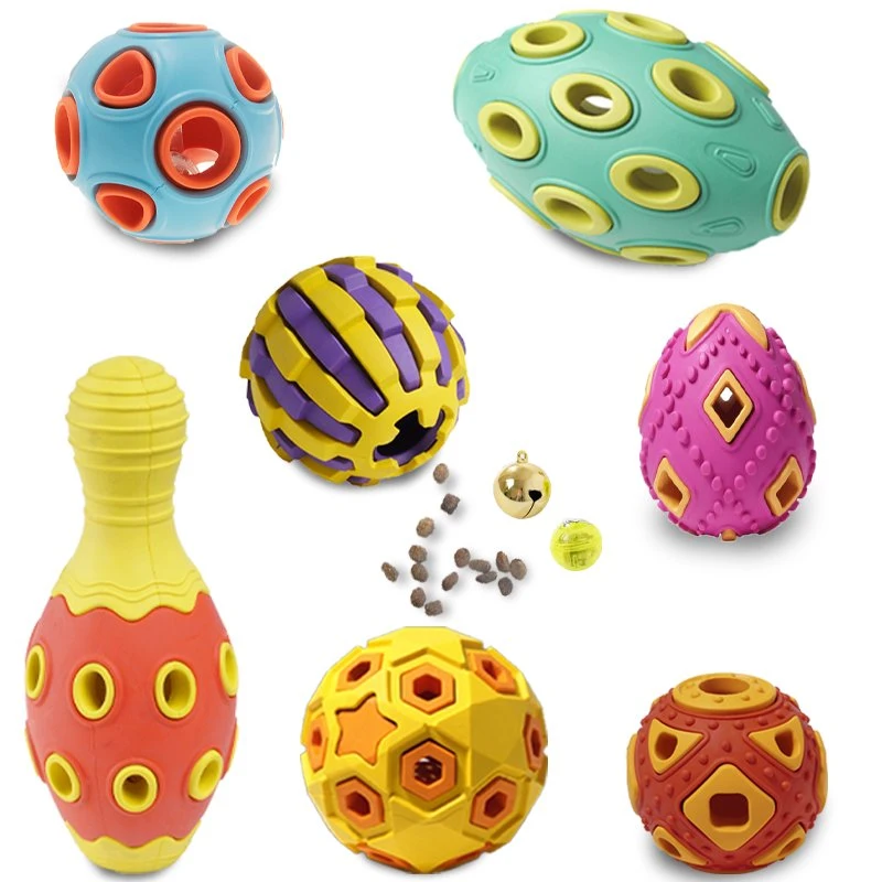 7 Piece Set Natural Rubber Treat Dispensing Ball Interactive Pet Dog Toys Dog Ball Toy