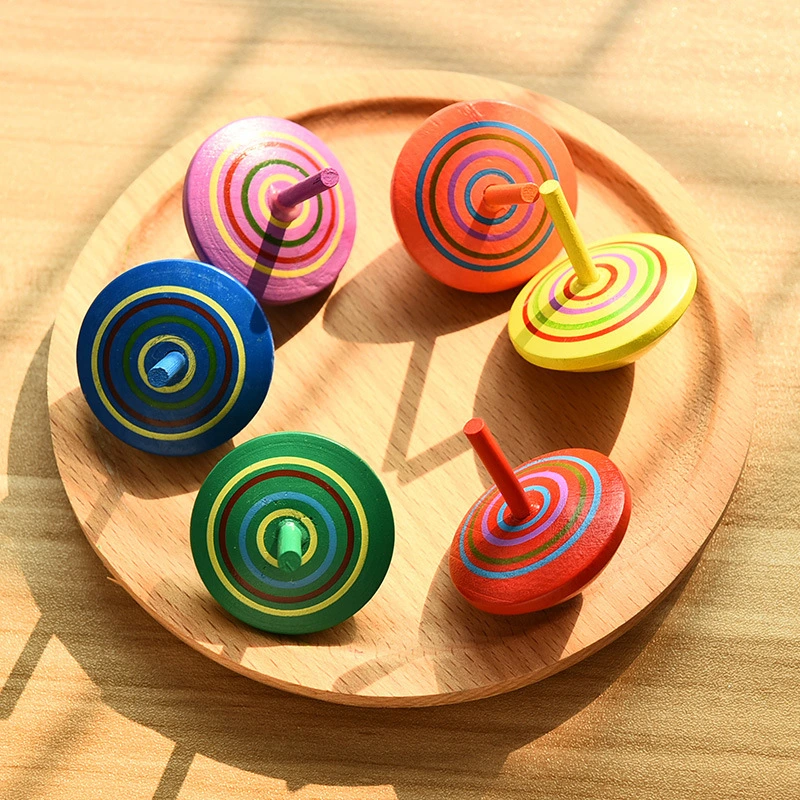 Kids Wood Gyro Toys Children Adult Relief Stress Desktop Spinning Top Toys Kids Birthday Gifts Random Color