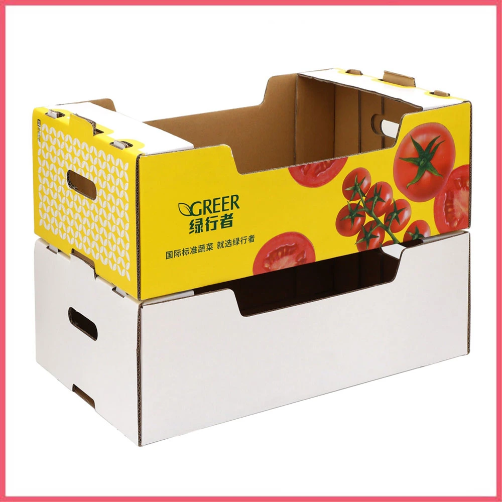 Custom Printed Corrugated Cardboard Paper Cherries Avocado Pineapple Pear Orange Apple Lemon Mango Banana Fruit Vegetable Packing Packaging Shipping Carton Box