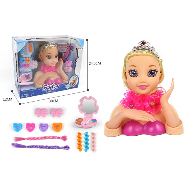 Whoesale niños fingen jugar Juguetes Half Length Princess Juego de cabeza de muñeca jugando peluquería de moda Beauty Set de maquillaje Toy Regalo para niñas