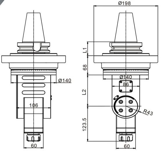 Er25 High-Precision universal CNC Fresadoras de ángulo cabeza