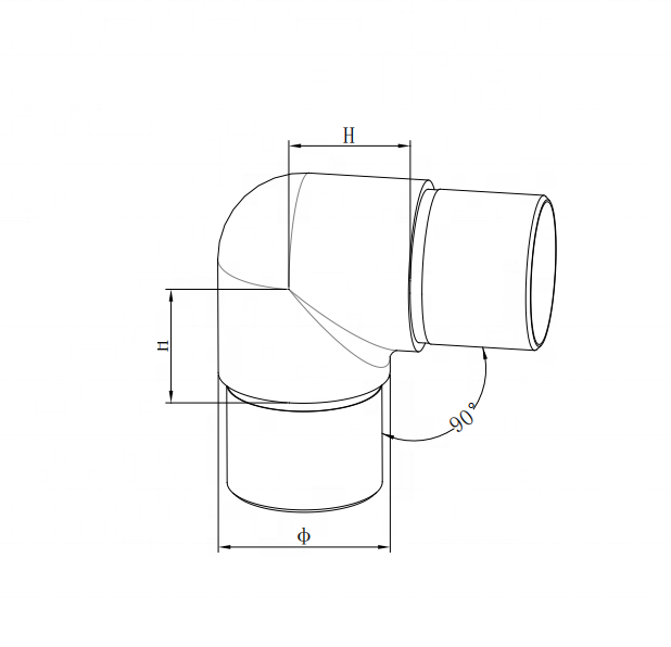 AISI304/316 Baluster Connector Pipe 90 Degree Elbow Tube Railing Fitting System