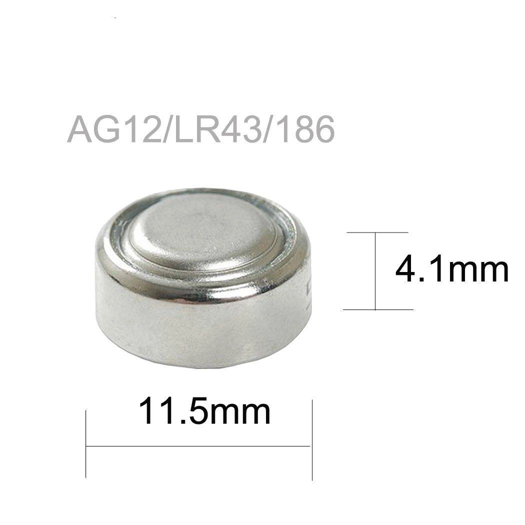 Watch Battery AG12 1.5V 100mAh Zn-Mn Coin Cell Lr43/186 Bulk Packaging or Blister Card Packaging Alkaline Battery