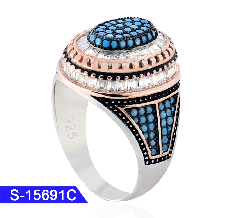 925 Sterling Silver Fashion Jewelry Islamic Micro Pave CZ Stone Ring for Men