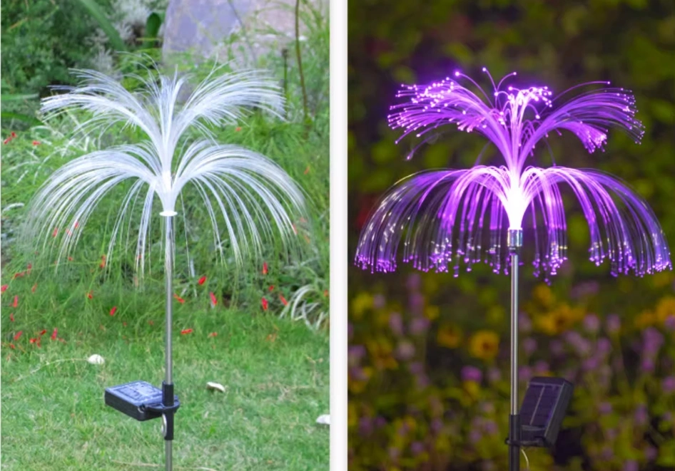 Solar Waterproof Fiber Optic Jellyfish LED Lights Plug-in Lawn Garden Decorative Lights