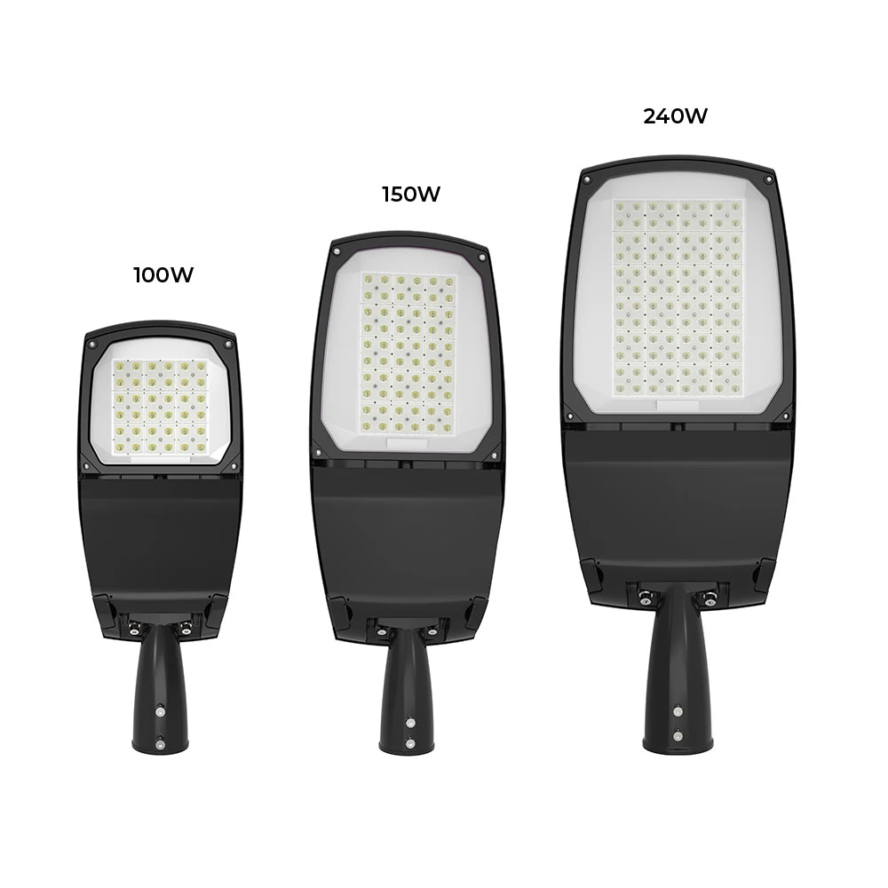 Novos candeeiros IP66 IK08 100 W 150 W 200 W 240 W LED Street Luz China fornecimento LED SMD luzes Pós-luz de fábrica