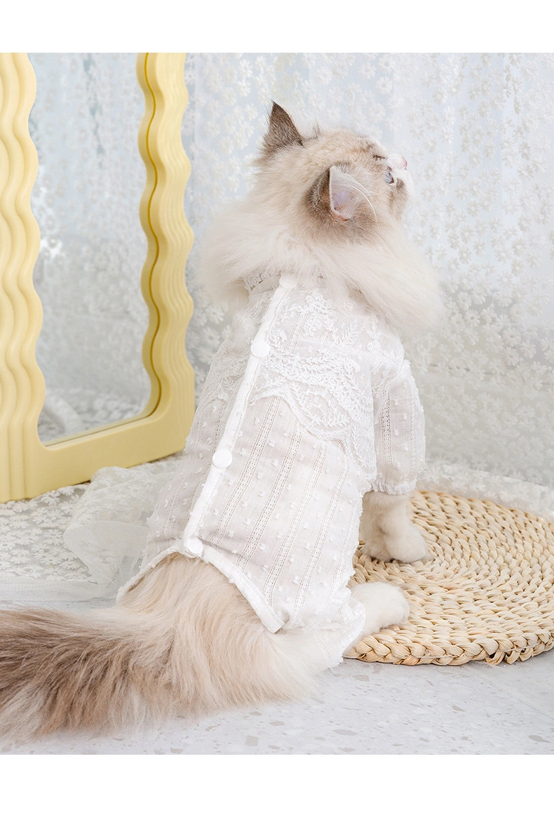 Spring and Summer Cats Thin Four Legged Clothes Lace Belly Wrap Warm and Belly Protecting Dog Home Clothes Spring Pet Clothes