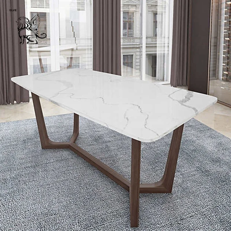 Luxury Modern Furniture Original Italy Style White Calacatta Quartz Stone Top Dining Tables Factory Sale