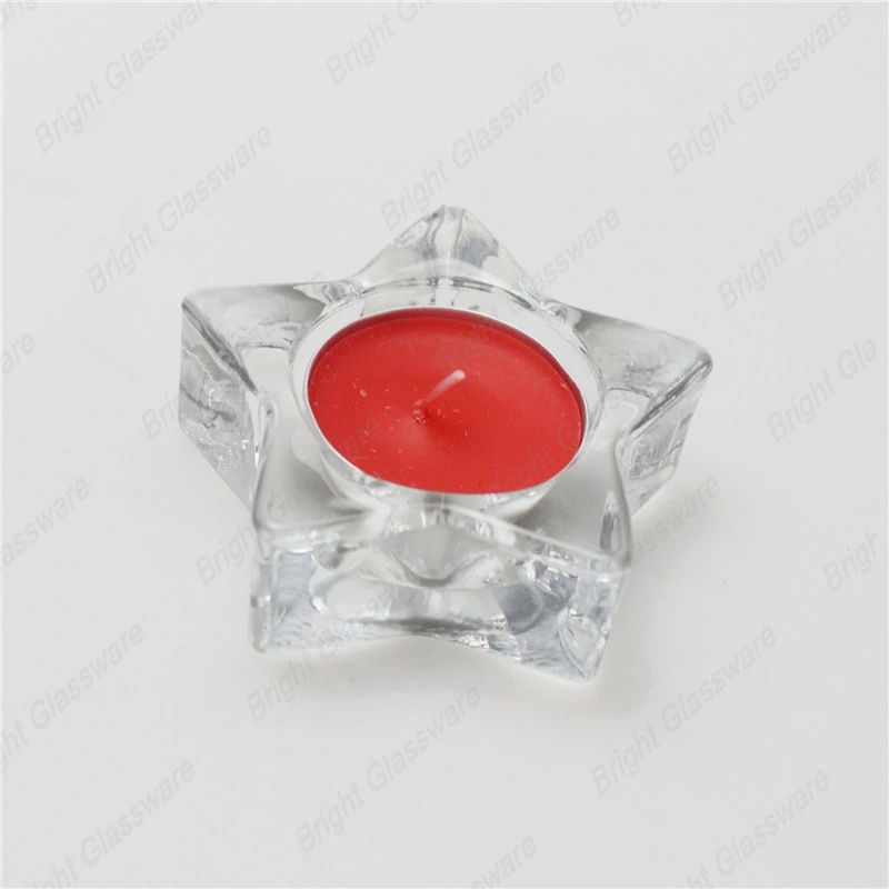 Small Clear Star Shape Glass Tea Light Candle Holders