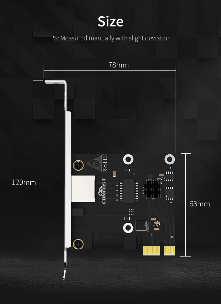 Placa PCI-E de rede RTL8111f 10/100/1000Mbps Comfast de Interface de rede RJ45 da placa de rede sem fio