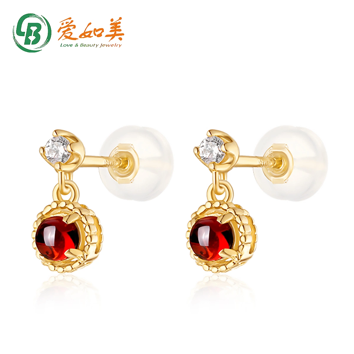 Fashion Women Gold Gemstone Earrings Luxury Mozambique Garnet Earrings for Parties