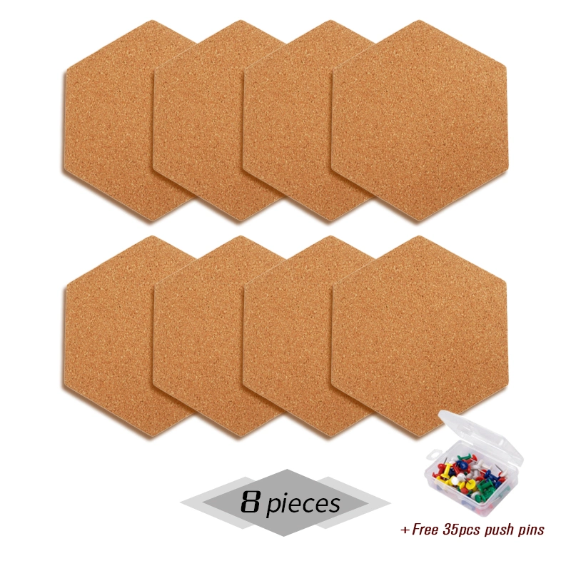 Custom 6mm Thickness Hexagon Shape Bulletin Message Cork Sheet Hexagon Cork Board Tiles