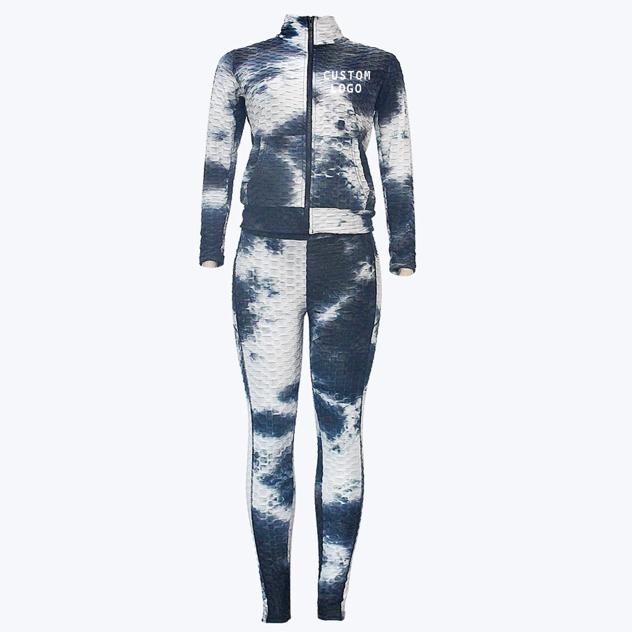 Tie Dye Sports Fitness Running Yoga Clothes Coat Pants Suit