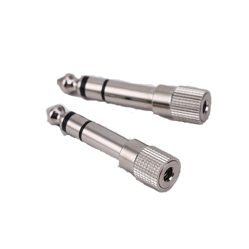 High Strength CNC Lathe Custom Machining 6.3mm to 3.5mm Plug Audio Video Aluminium Adapter Plug Audio Headphone Aluminum Adapter Plug Accessories