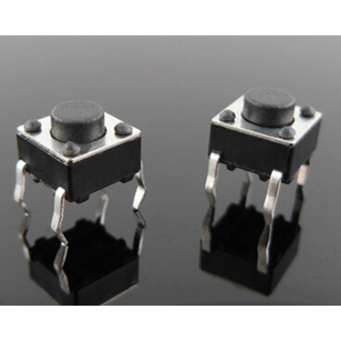 Tact Switch 6mm Square Black Plastic Lead Free