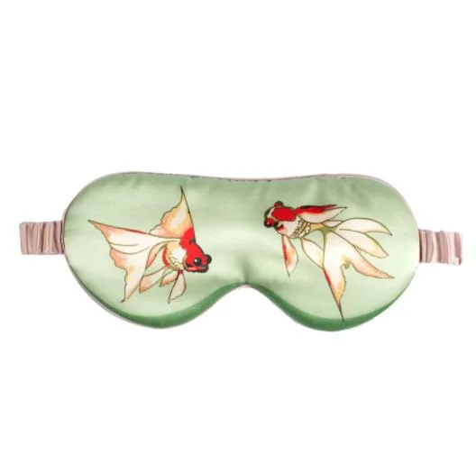 Color al por mayor Impreso Luxury Eye Mask Silk Eyeshade Soft Eye Máscara para dormir para viajar