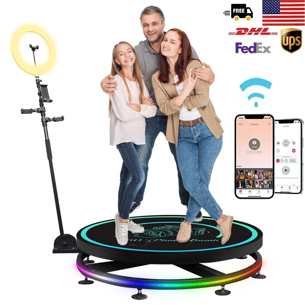 Custom 360 Portable Photo Booth Fill Light Machine Camera iPad Selfie Video Free Accessories Automatic Spin 360 Photo Booth