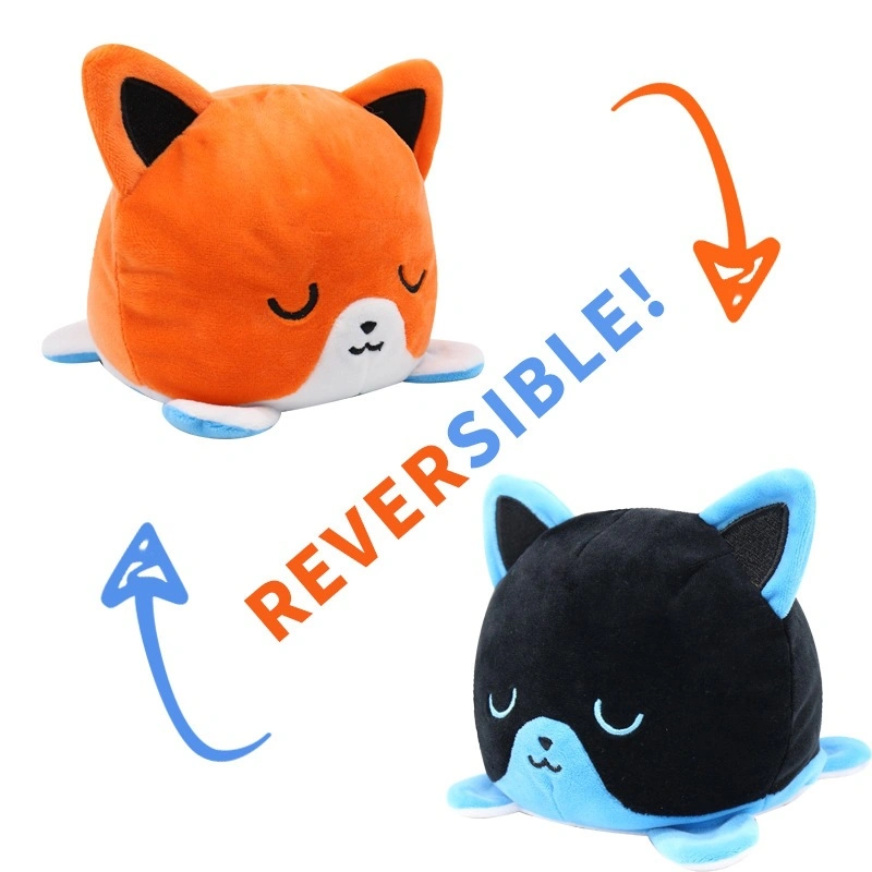 Custom Double-Sided Flip Peluche Reversible Soft Stuffed Plush Cat Toy